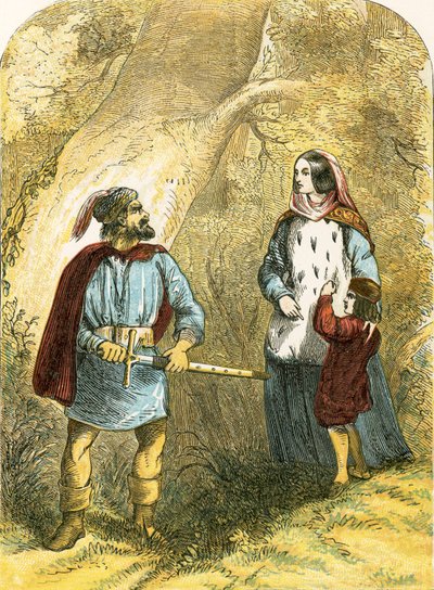 Margaret of Anjou and her son meeting the robber in the wood by English School